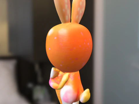 Sweet Bunny with Carrot 3D Model