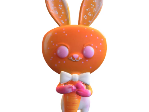 Sweet Bunny with Carrot 3D Model