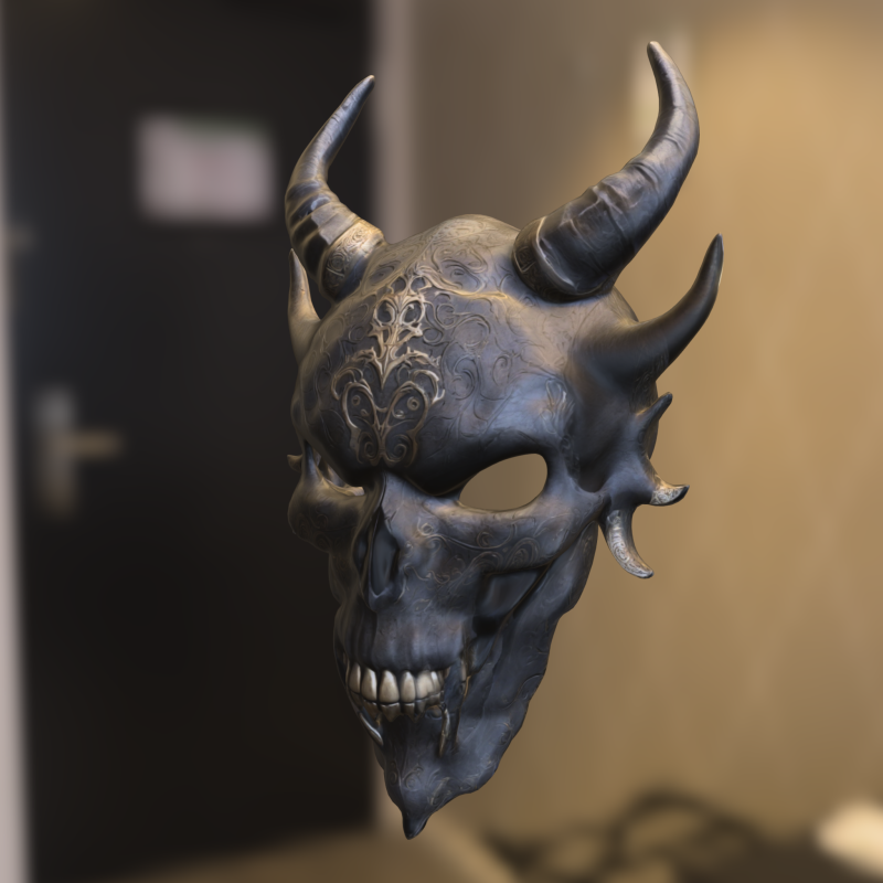 Demonic Skull Mask 3D Модель .c4d .max .obj .3ds .fbx .stl .blend 