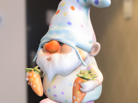 Cute Gnome with Carrots 3D Model