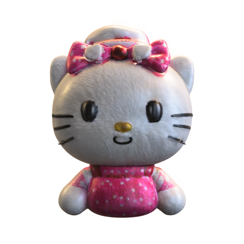 Cute Kitty Plush 3D Model .c4d .max .obj .3ds .fbx .stl .blend 