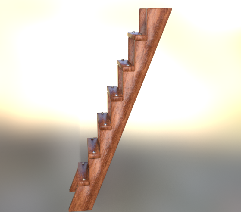Wooden Stair Ladder 3D मॉडल .c4d .max .obj .3ds .fbx .stl .blend