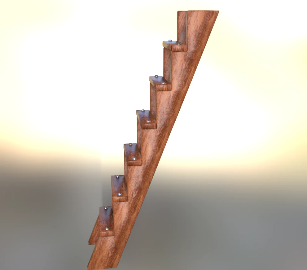 Wooden Stair Ladder 3D Model .c4d .max .obj .3ds .fbx .stl .blend 