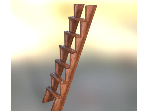Wooden Stair Ladder 3D Model