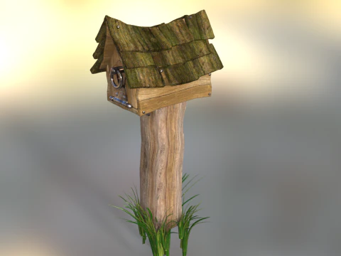 Medieval Wooden Mailbox 3D Model