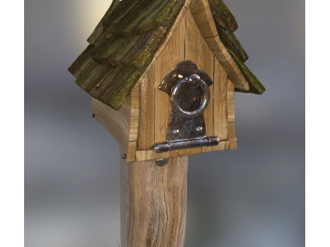 Medieval Wooden Mailbox 3D Model