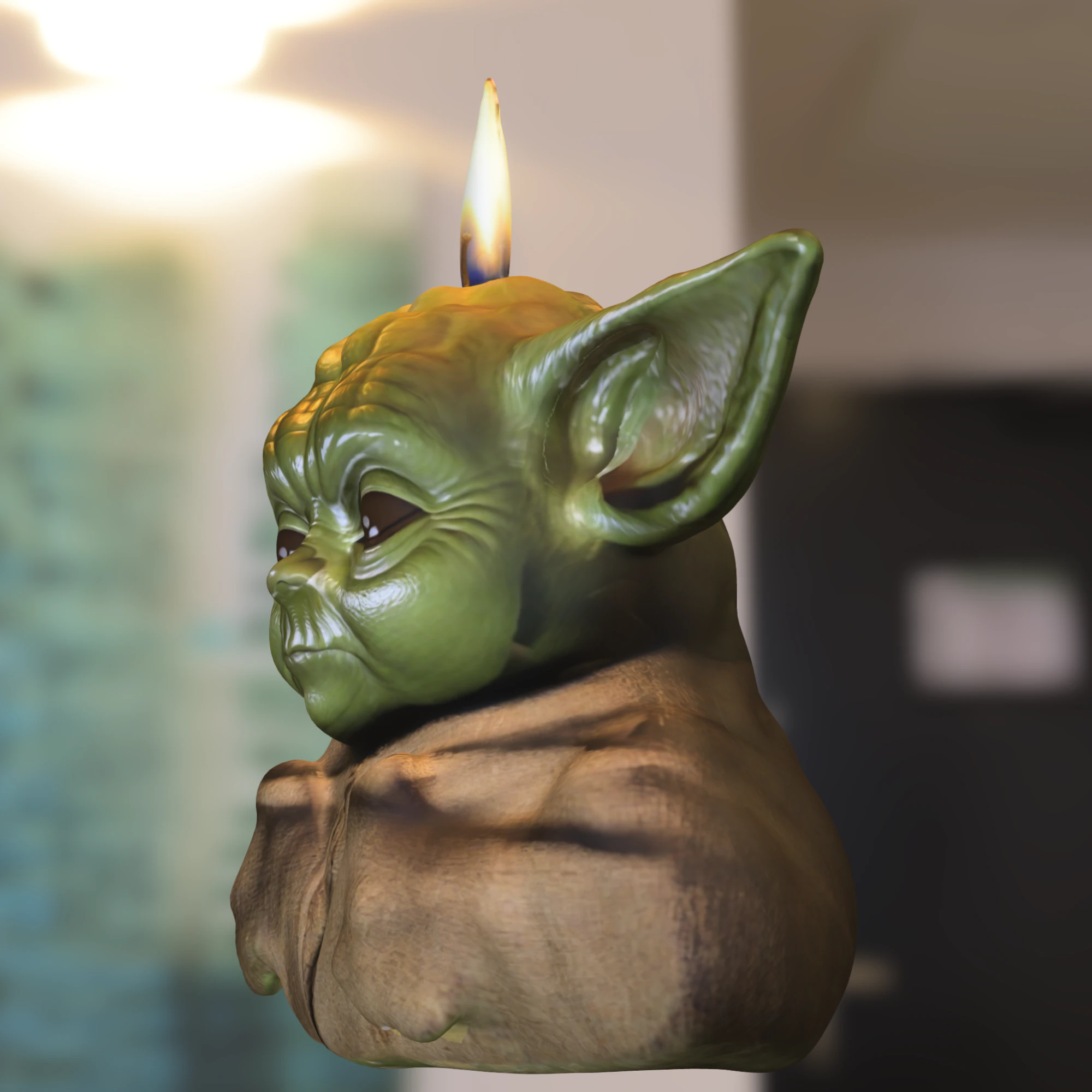 Yoda Candle 3D Model .c4d .max .obj .3ds .fbx .stl .blend 