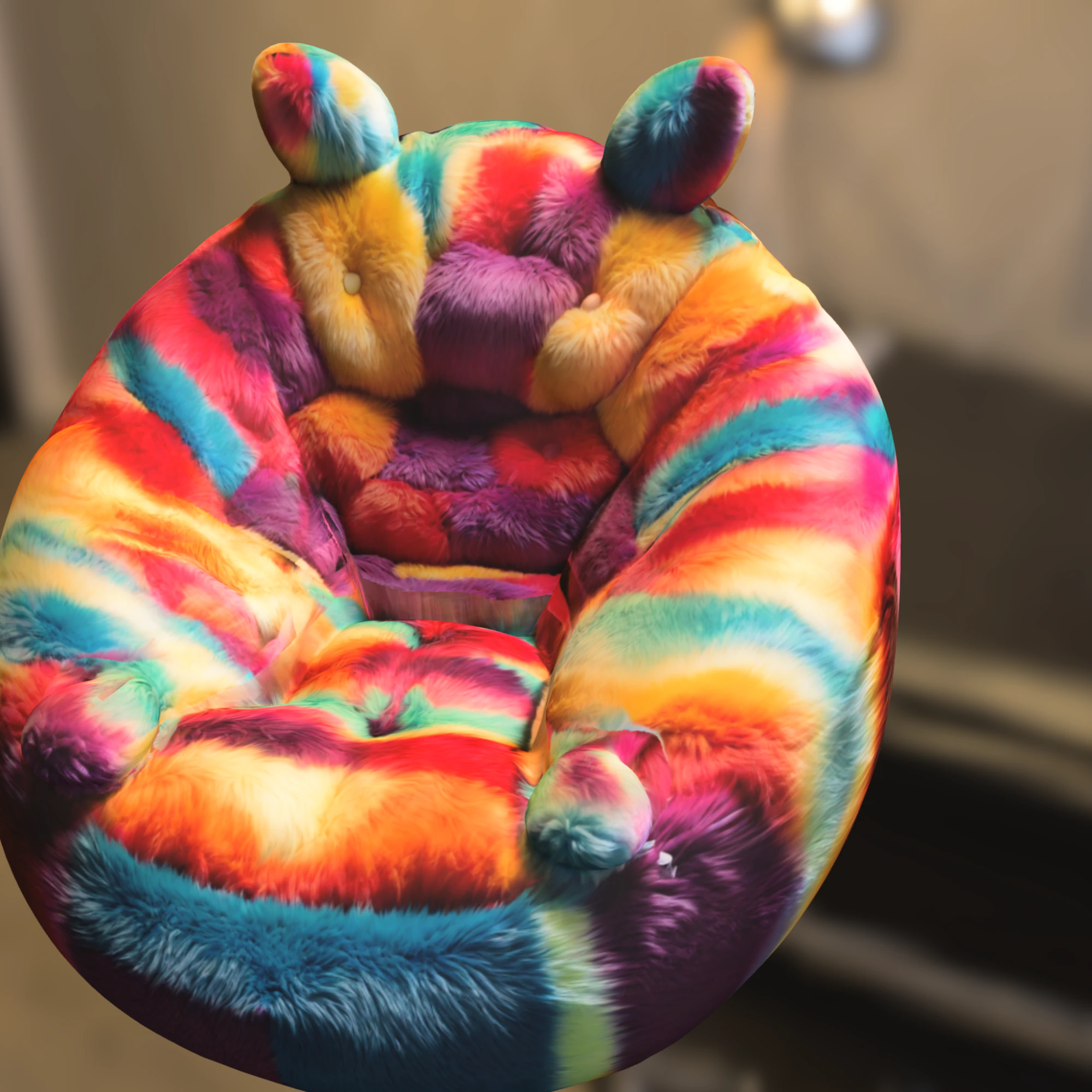 Rainbow Plush Chair 3D Model .c4d .max .obj .3ds .fbx .stl .blend 