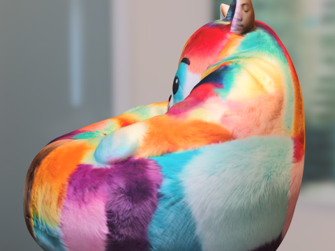 Rainbow Llama Bean Bag 3D Modell