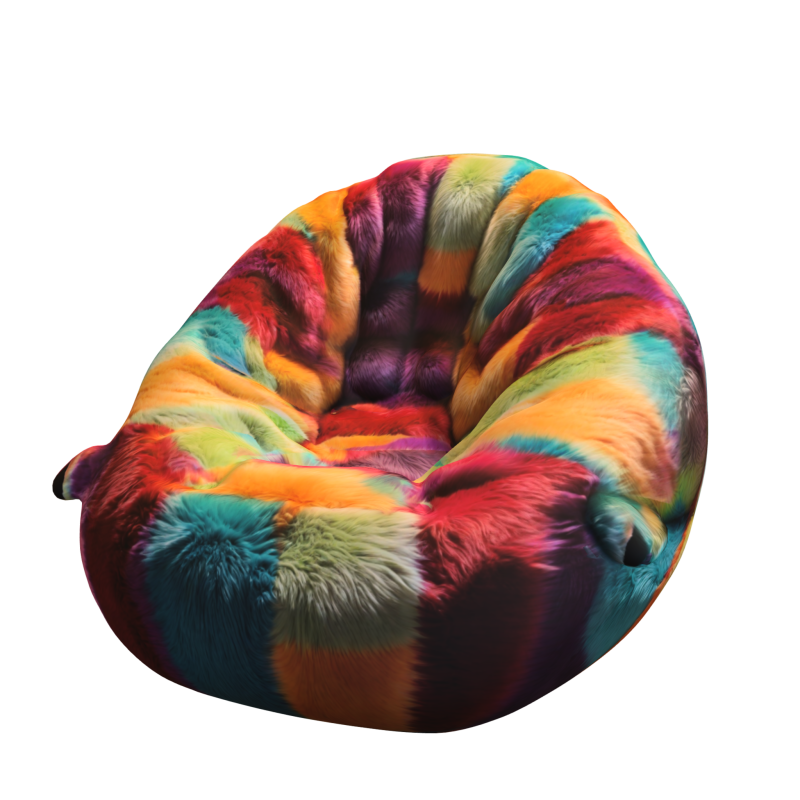 Colorful Furry Bean Bag Chair 3D Modell .c4d .max .obj .3ds .fbx .stl .blend 
