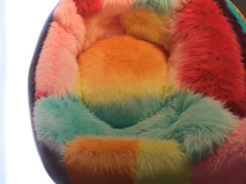 Colorful Furry Bean Bag Chair 3D Modell