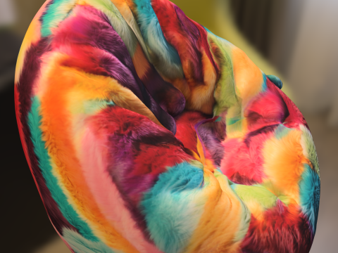 Colorful Furry Bean Bag Chair 3D Modell