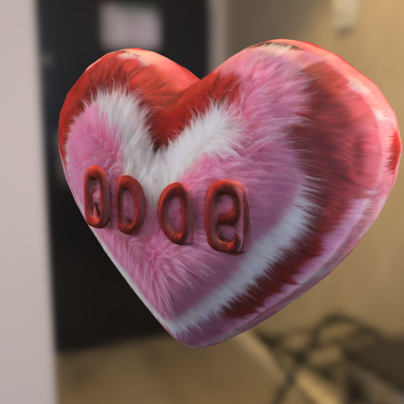 Fluffy Heart Plush Model 3D .c4d .max .obj .3ds .fbx .stl .blend