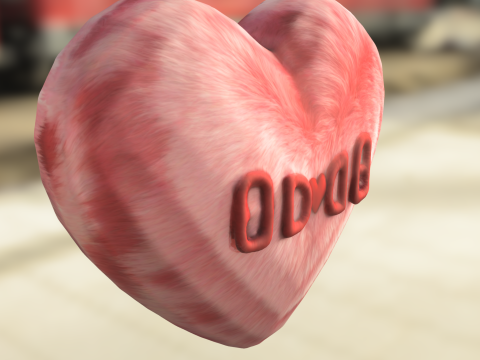 Fluffy Heart Plush Model 3D