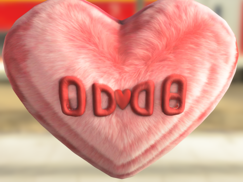 Fluffy Heart Plush Model 3D
