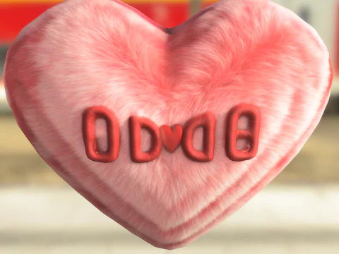 Fluffy Heart Plush 3D Model