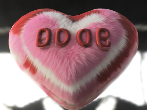 Fluffy Heart Plush 3D Model