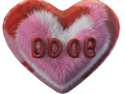Fluffy Heart Plush 3D Model