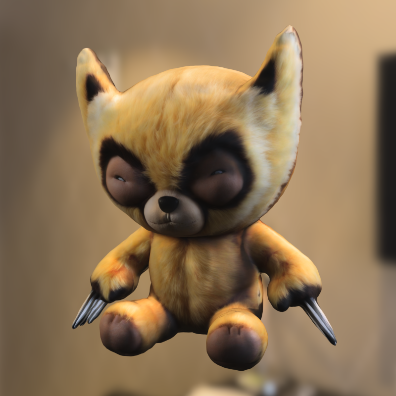 Furry Clawed wolverine Plush 3D Model .c4d .max .obj .3ds .fbx .stl .blend 