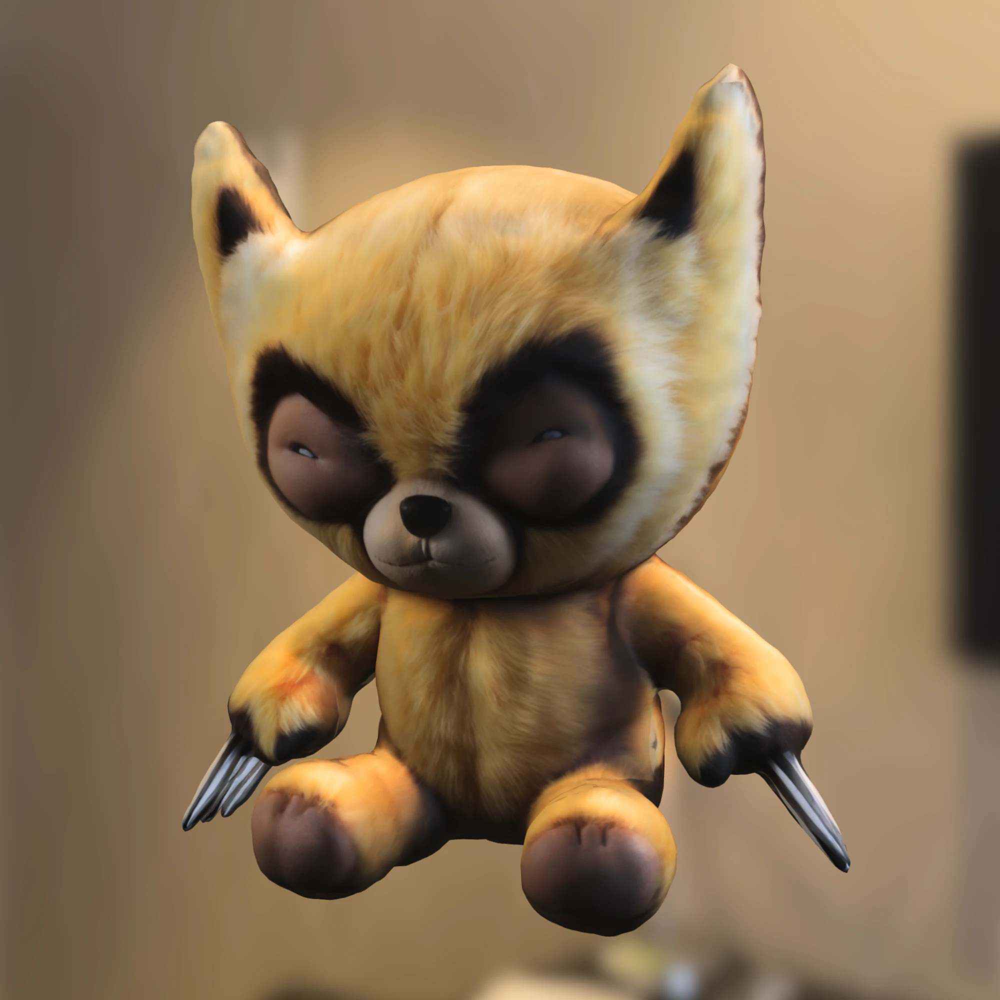 Furry Clawed wolverine Plush 3D Model .c4d .max .obj .3ds .fbx .stl .blend 