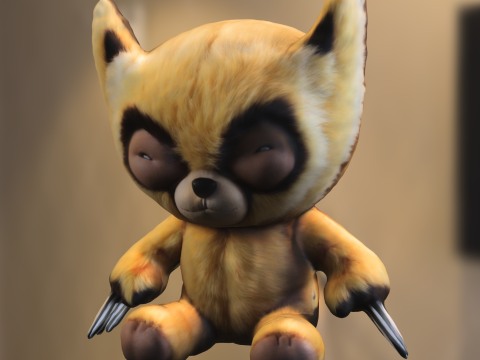 Furry Clawed wolverine Plush 3D Model