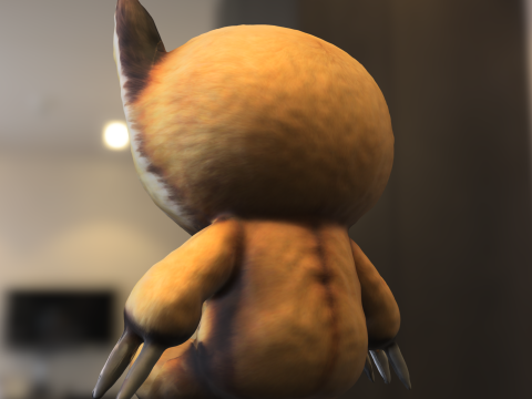 Furry Clawed wolverine Plush 3D Model