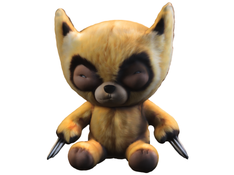 Furry Clawed wolverine Plush 3D Model