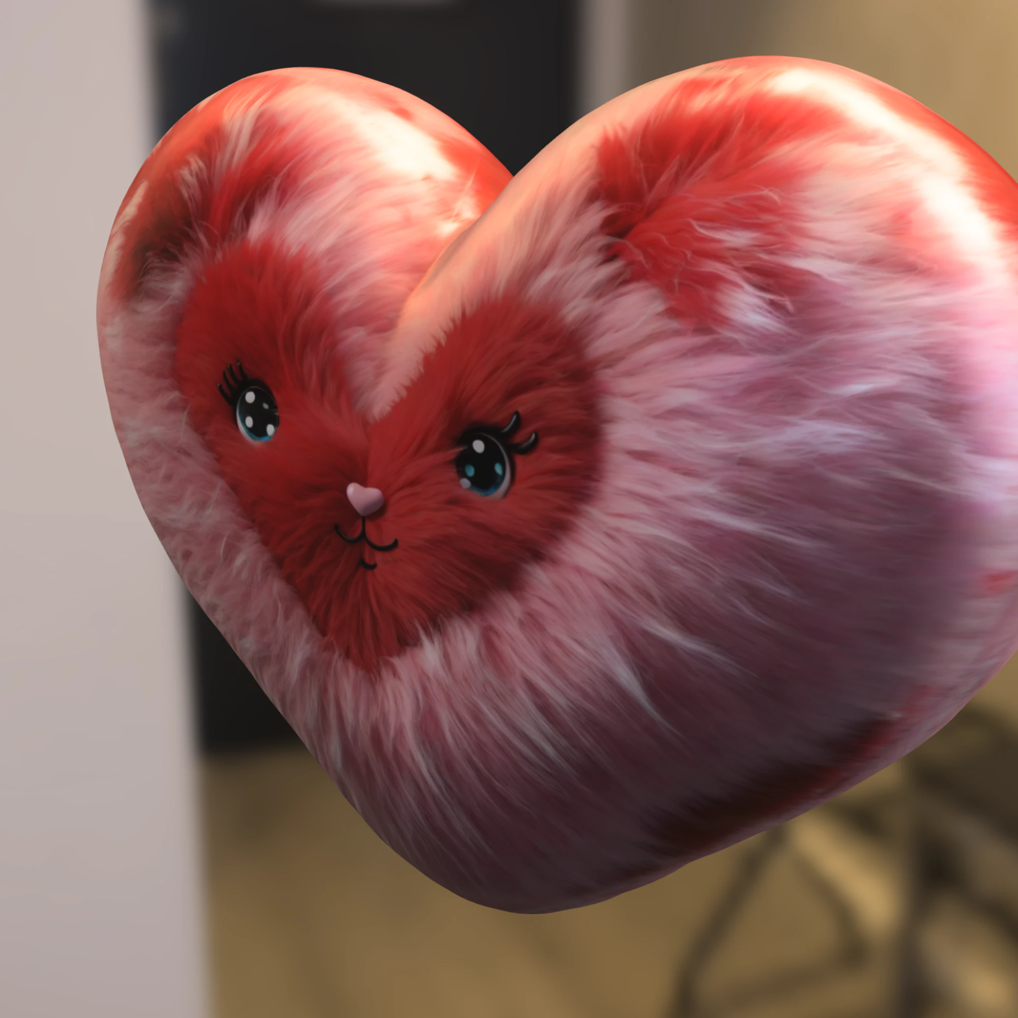 Fluffy Heart Plush 3D Model .c4d .max .obj .3ds .fbx .stl .blend