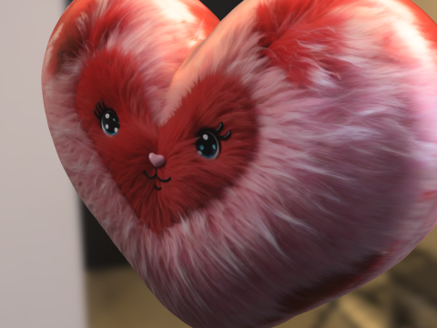 Fluffy Heart Plush 3D मॉडल