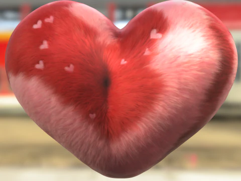 Fluffy Heart Plush 3D Model