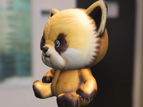 Cute Red Panda Plush 3D Model