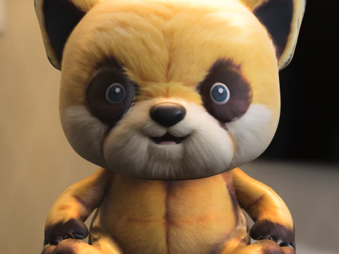 Cute Red Panda Plush 3D Model