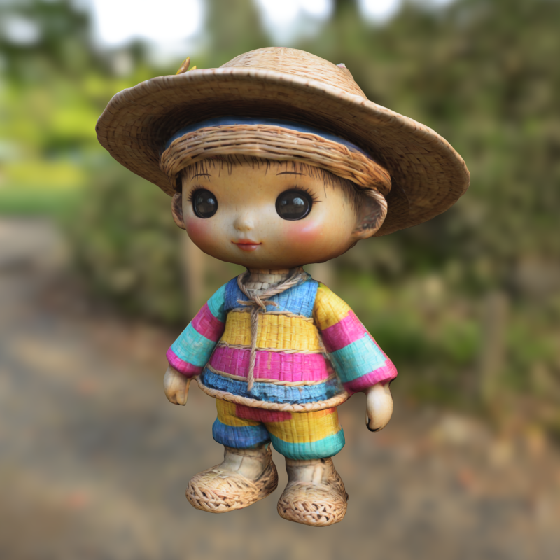 Cute Straw Doll 3D Модель .c4d .max .obj .3ds .fbx .stl .blend 