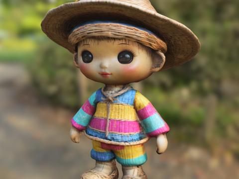 Cute Straw Doll Model 3D