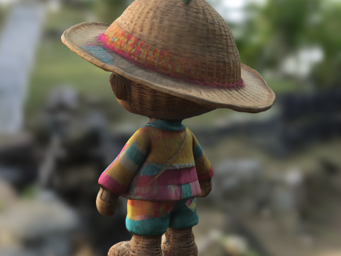 Cute Straw Doll 3D Модель
