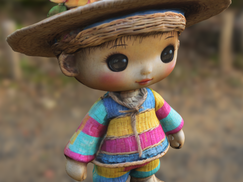 Cute Straw Doll 3D Модель
