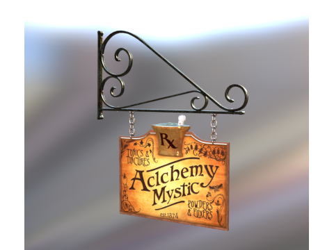 Vintage Alchemy Shop Sign 3D Модель