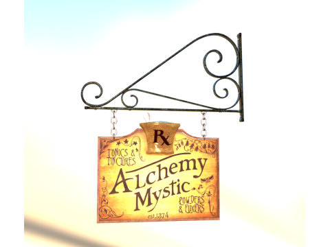 Vintage Alchemy Shop Sign Modèle 3D