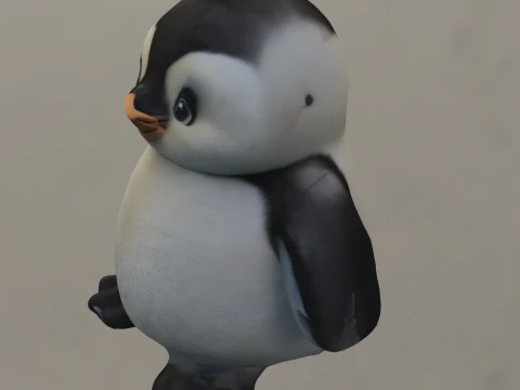 Cute Baby Penguin 3D Model