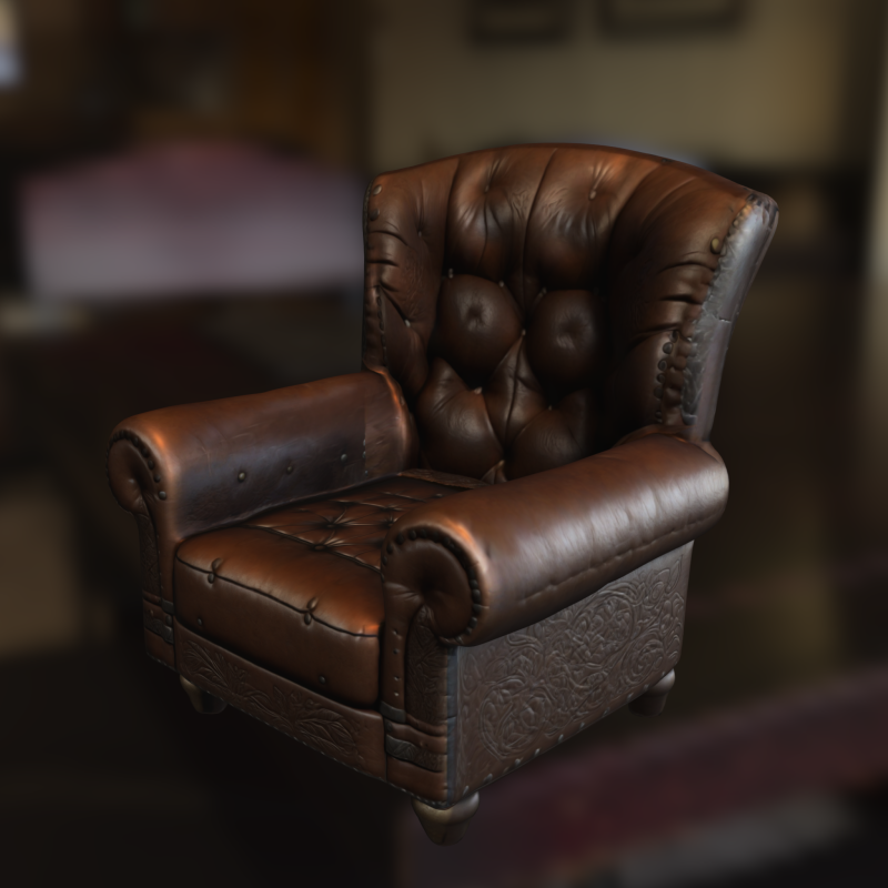 Vintage Leather Armchair 3D Model .c4d .max .obj .3ds .fbx .stl .blend 