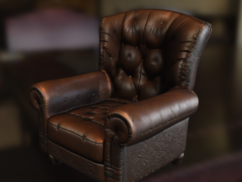 Vintage Leather Armchair 3D Model