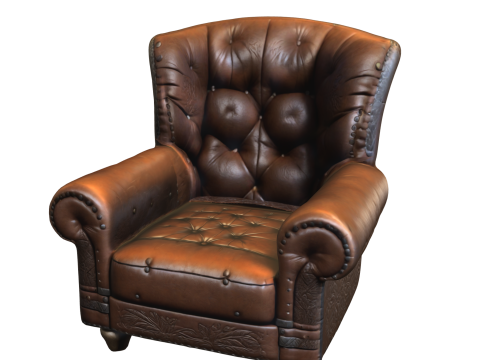 Vintage Leather Armchair 3D Model
