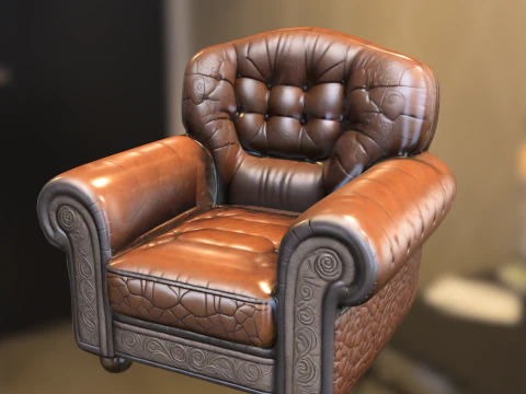 Klassischer Ledersessel 3D Modell