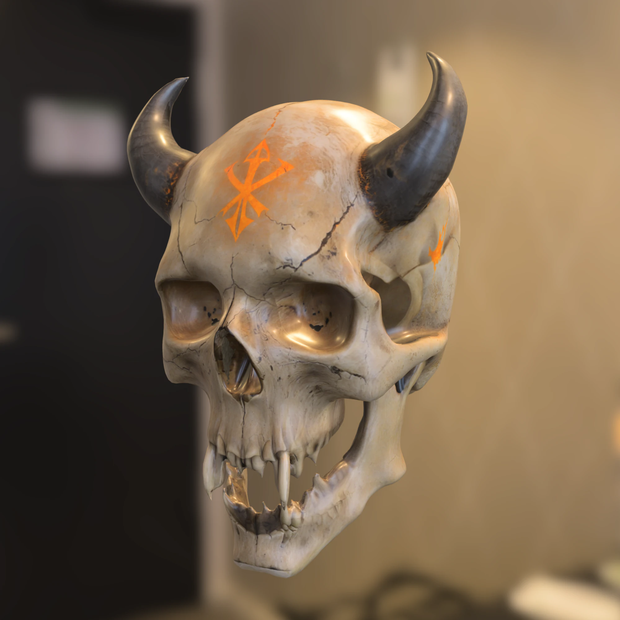 Demon Skull with Horns 3D Model .c4d .max .obj .3ds .fbx .stl .blend 