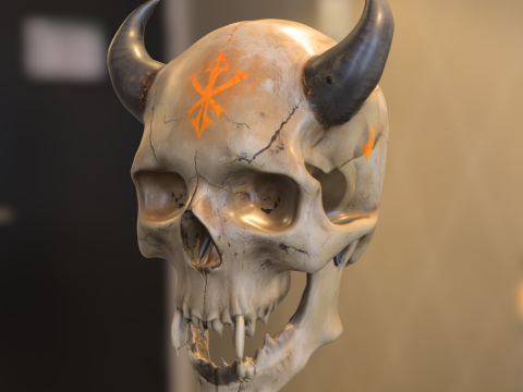 Demon Skull with Horns 3D Modell