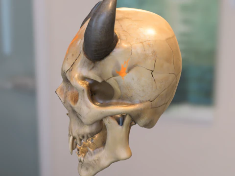 Demon Skull with Horns 3D Model
