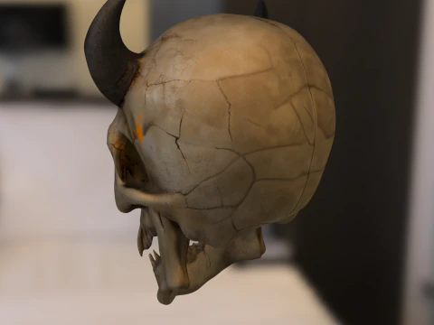 Demon Skull with Horns 3D Model