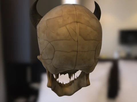 Demon Skull with Horns 3D Model