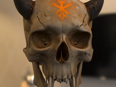 Demon Skull with Horns 3D Model