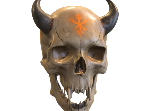 Demon Skull with Horns 3D Model